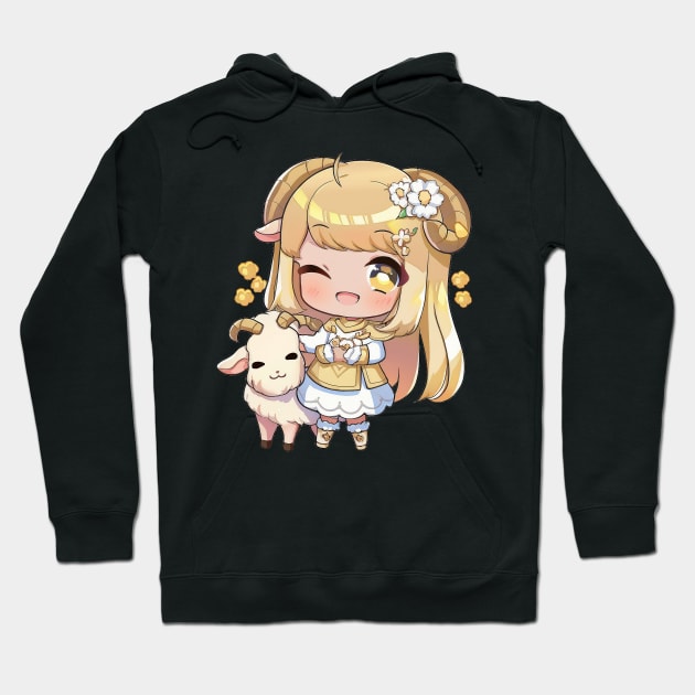 Capricorn the Goat Chibi Zodiac Anime Girl Hoodie by peachycrossing